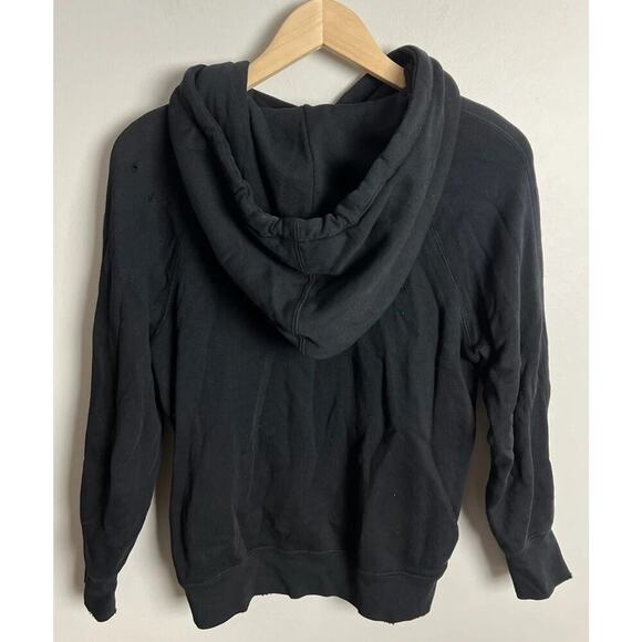 Helmut Lang Distressed Black Hoodie Long Sleeve Minimalist 100% Cotton Size Med - Picture 2 of 7